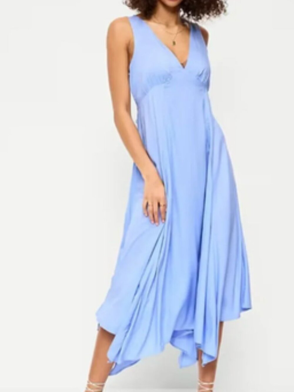Handkerchief Hem Midi Dress, Light Blue, Small